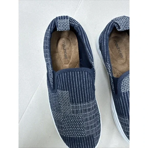 Maurices Super Crush Kate Denim Patchwork Sneaker Slip On Foam Insole Blue - Picture 2 of 7
